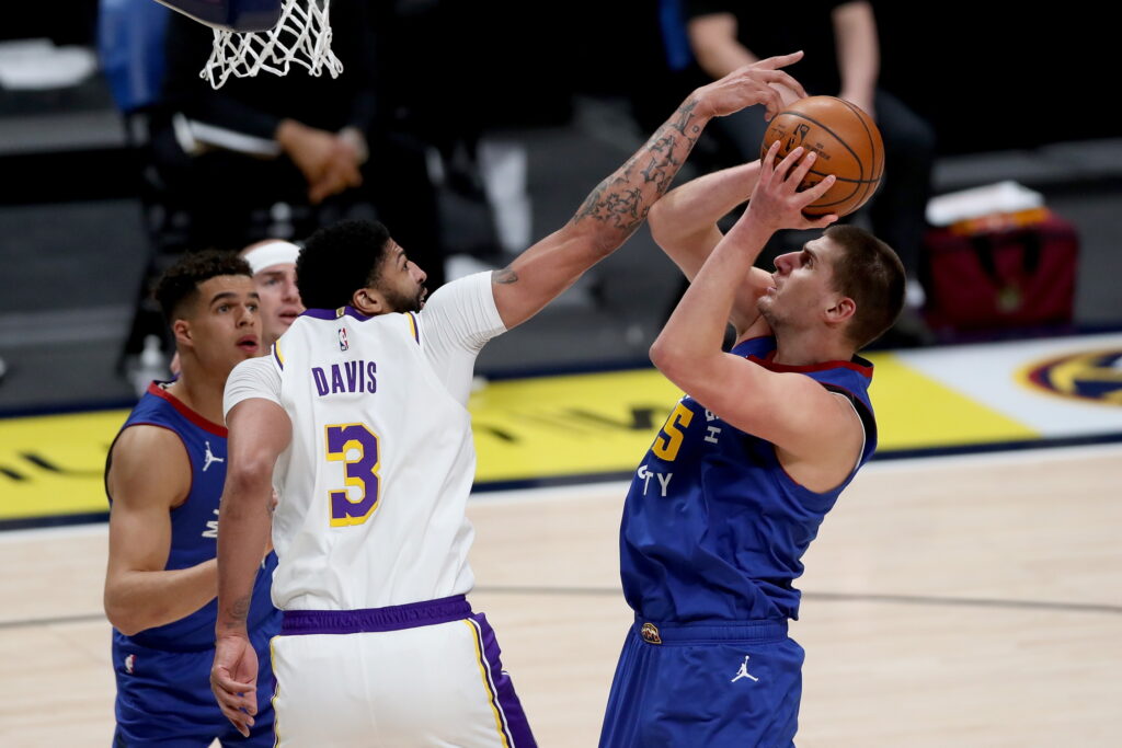 Anthony Davis and Nikola Jokic, Los Angeles Lakers vs Denver Nuggets