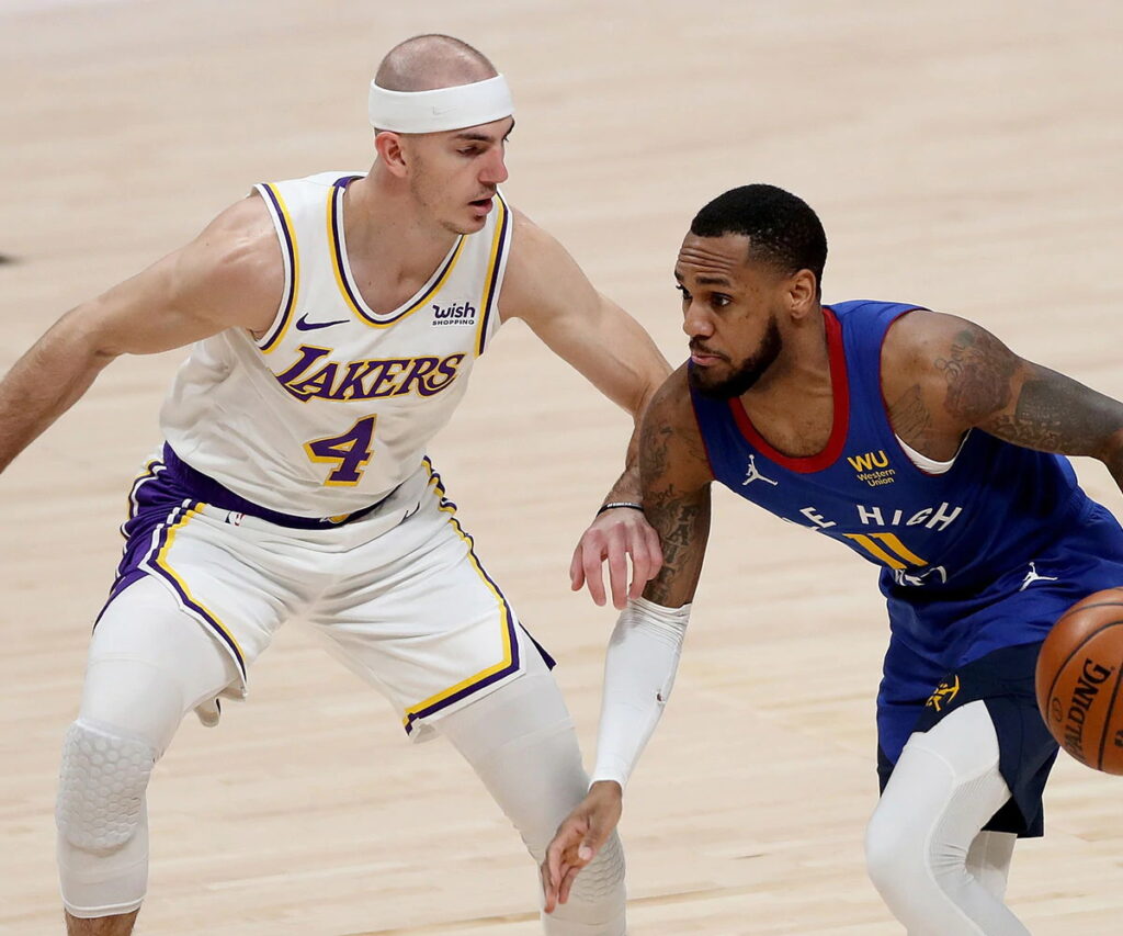 Alex Caruso and Monte Morris, Los Angeles Lakers vs Denver Nuggets