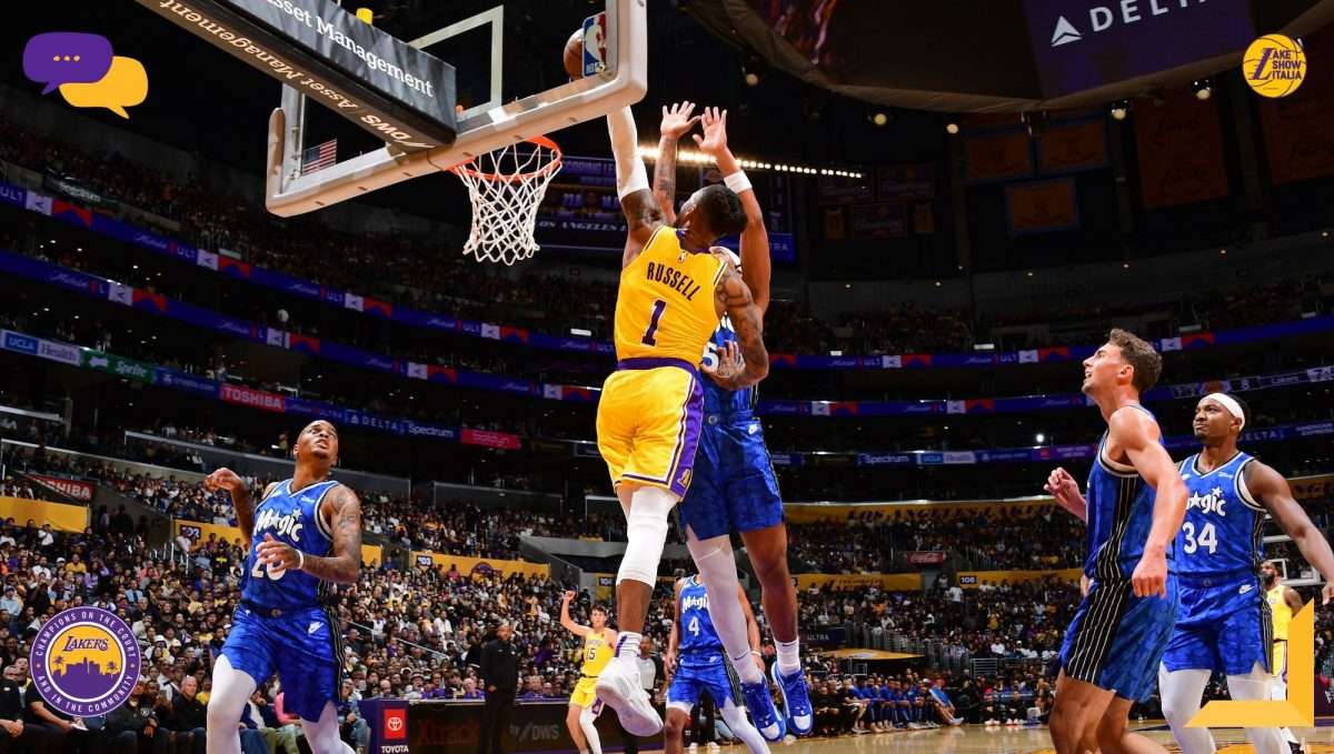 D'Angelo Russell, LeBron James ed Anthony Davis parlano della vittoria dei Lakers sui Magic. DLo predica pazienza, il Re e AD elogiano Wood.