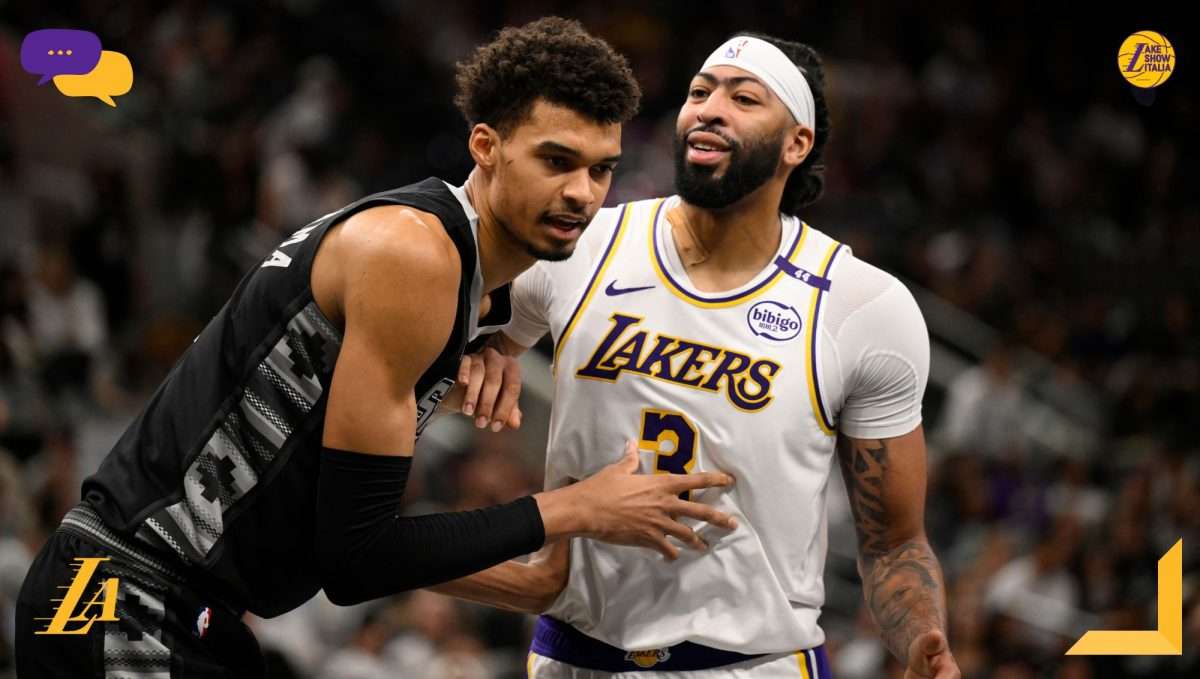 Anthony Davis e LeBron James commentano il bel successo dei Lakers in casa degli Spurs di Wembanyama nella gara della Emirates NBA Cup 2024.