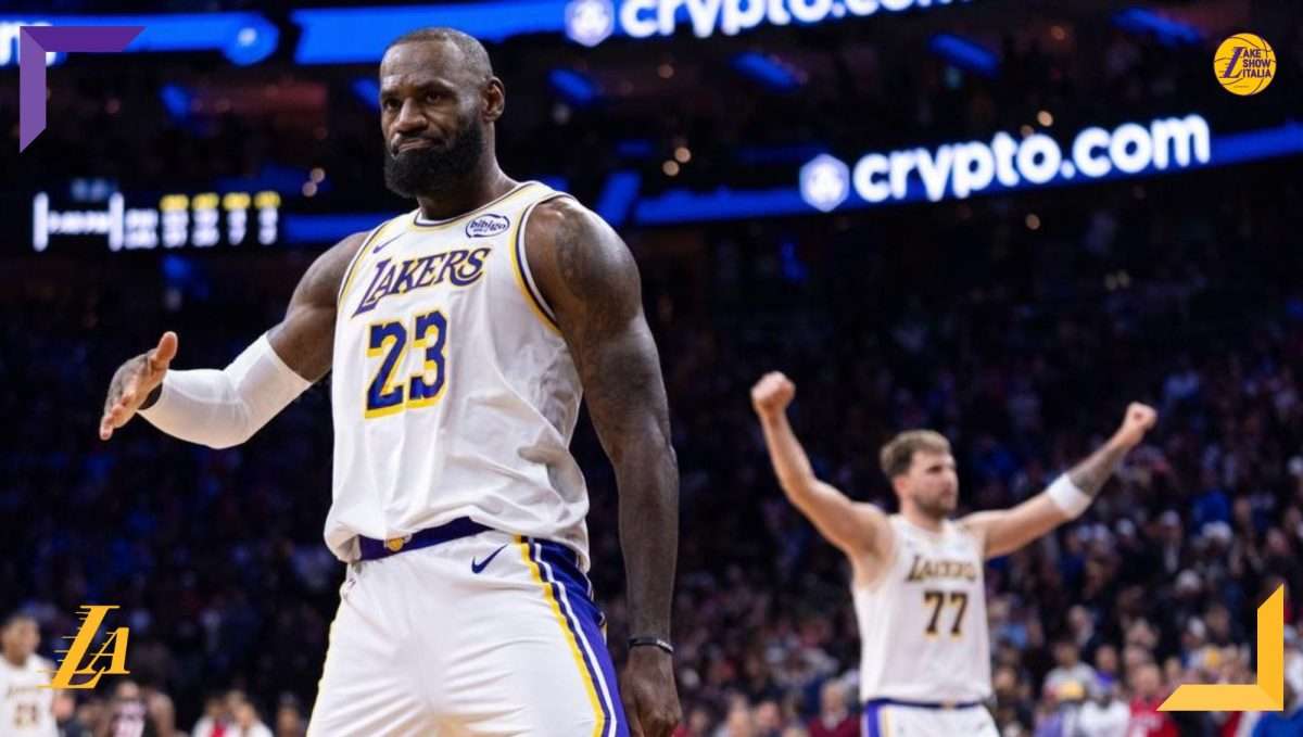 Trascinati da LeBron James, i Los Angeles Lakers vincono in casa dei Philadelphia 76ers dopo 8 anni. Tripla-doppia al rientro per Luka Dončić.